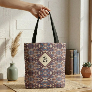 Turquoise, Geel en Bruine Verbindende Mandala's Tote Bag