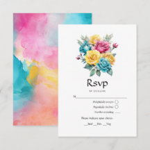 Turquoise, Geel en Roze Bloemachtige Bruiloft