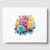 Turquoise, geel en roze bloemenbruiloft gastenboek (Achterkant)