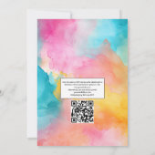 Turquoise, geel en roze bloemenbruiloft kaart (Achterkant)