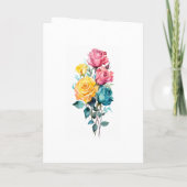 Turquoise, geel en roze bloemenbruiloft programma (Achterkant)