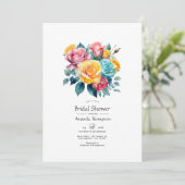 Turquoise, geel en roze bloemig Vrijgezellenfeest Kaart (Staand voorkant)