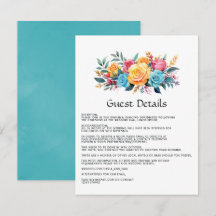 Turquoise, Geel en Roze Bloemige Gastdetails