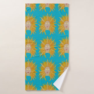 Turquoise geel goud zon geïnspireerd badhanddoek