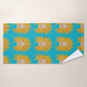 Turquoise geel goud zon geïnspireerd badhanddoek (Badhanddoek)