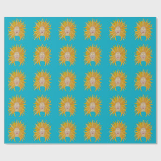 Turquoise geel goud zon geïnspireerd cadeaupapier