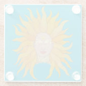 Turquoise geel goud zon geïnspireerd glazen onderzetter (Achterkant)