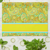 Turquoise geel paisley theedoek (Gevouwen)