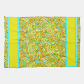 Turquoise geel paisley theedoek (Horizontaal)