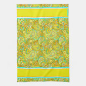 Turquoise geel paisley theedoek (Verticaal)