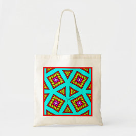 Turquoise Geel Rood Roze Geometrisch Tote Bag