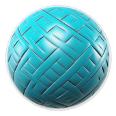 turquoise geëtste Abstracte patroonbol Keramische Knop (Voorkant)