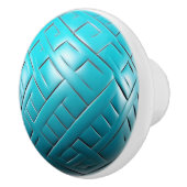 turquoise geëtste Abstracte patroonbol Keramische Knop (Rechts)