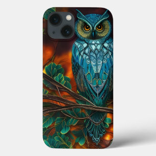 Turquoise gehoornde uil Case-Mate iPhone case