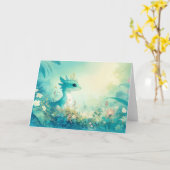 Turquoise gekko te midden van dromerige bloesems kaart (Gele Bloem)