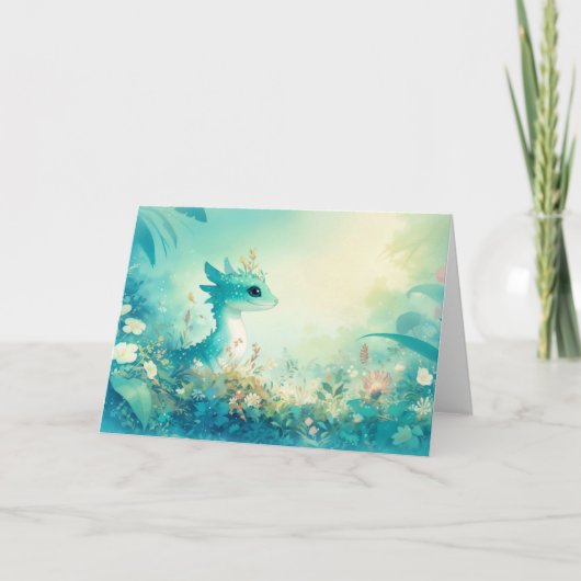 Turquoise gekko te midden van dromerige bloesems kaart (Voorkant)