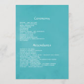 Turquoise, gele en roze bloemen bruiloft programmakaart (Achterkant)