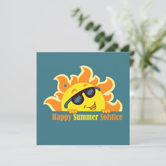 Turquoise gelukkige zomer zonnewende 2024 kaart (Staand voorkant)