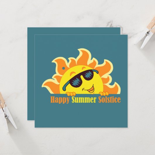 Turquoise gelukkige zomer zonnewende 2024 kaart (Voorkant / Achterkant in situ)