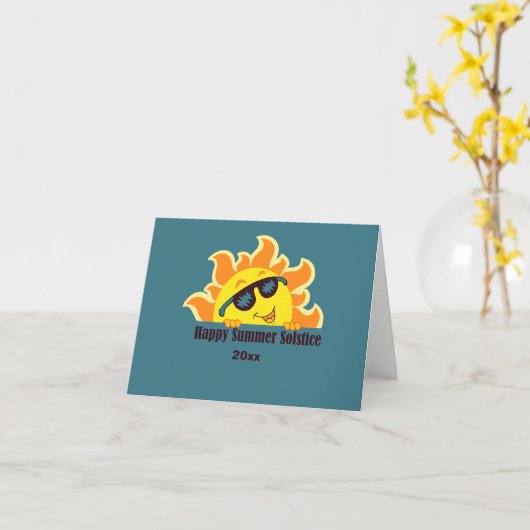 Turquoise gelukkige zomer zonnewende 2024 kaart (Gele Bloem)