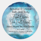 Turquoise Gem Bottle Candle Jar Lid Product Label (Voorkant)