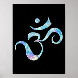 Turquoise gemarmerde Om Poster