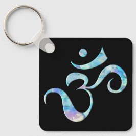 Turquoise gemarmerde Om Sleutelhanger