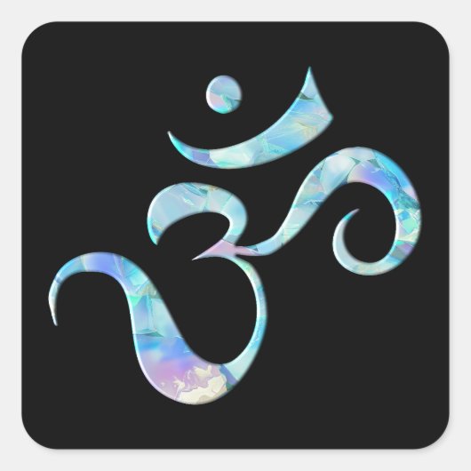 Turquoise gemarmerde Om Vierkante Sticker (Voorkant)