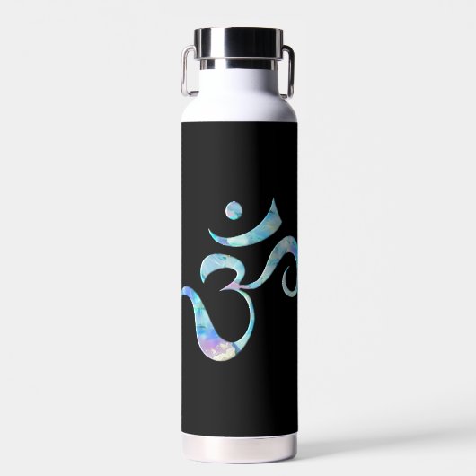 Turquoise gemarmerde Om Waterfles (Voorkant)