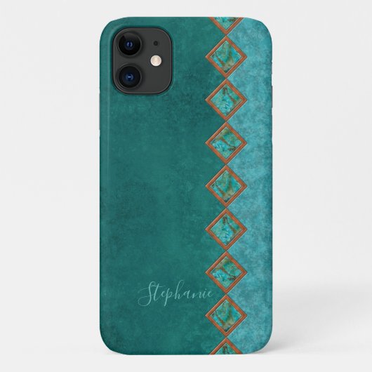 Turquoise Gemstone Copper Inlay Blue Green Case-Mate iPhone Case (Achterkant)
