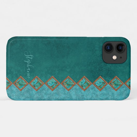 Turquoise Gemstone Copper Inlay Blue Green Case-Mate iPhone Case (Achterkant (horizontaal))
