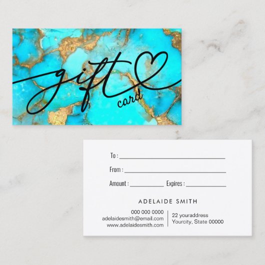 turquoise gemstone gift visitekaartje (Voorkant / Achterkant)