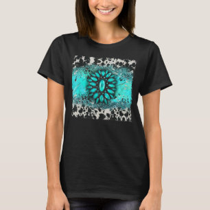 Turquoise Gemstone Koeienhuid Leopard Western Sout T-shirt