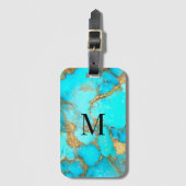 turquoise gemstone monogram bagagelabel (Voorkant (verticaal))