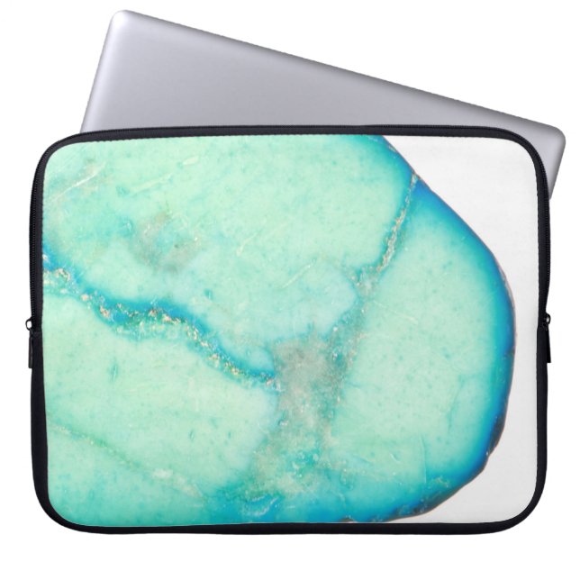 Turquoise Gemstone Monogram computerlaptophoes Laptop Sleeve (Voorkant)