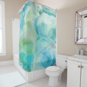 Turquoise Gemstone Waterverf Aqua Blue Douchegordijn (In situ)