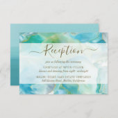 Turquoise Gemstone Waterverf Wedding Reception Informatiekaartje (Voorkant / Achterkant)