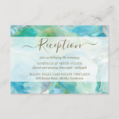 Turquoise Gemstone Waterverf Wedding Reception Informatiekaartje (Voorkant)