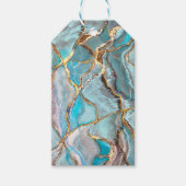 Turquoise Geode Kintsugi Blauwgroen Cadeaulabel (Voorkant)