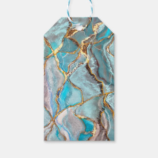 Turquoise Geode Kintsugi Blauwgroen Cadeaulabel