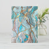 Turquoise Geode Kintsugi  Kaart (Staand voorkant)