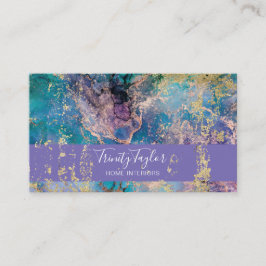 Turquoise Geode Marble & Gold Foil Visitekaartje