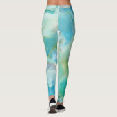 Turquoise Geometric Gemstone Waterverf Leggings (Achterkant)