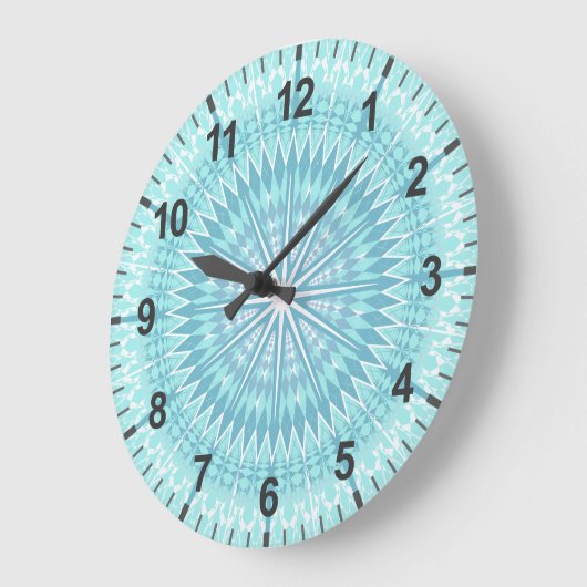 Turquoise Geometric Modern Mandala Grote Klok (Hoek)