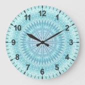 Turquoise Geometric Modern Mandala Grote Klok (Voorkant)