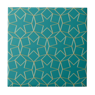 Turquoise Geometric patroon Tegeltje