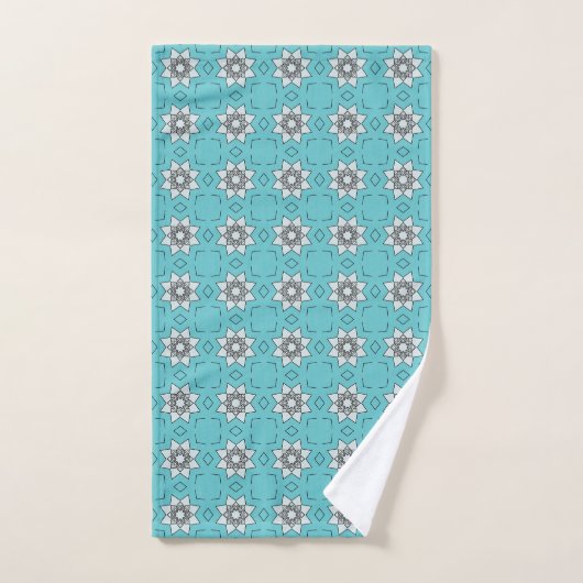 turquoise geometric pattern star shape bad handdoek (Handdoek)