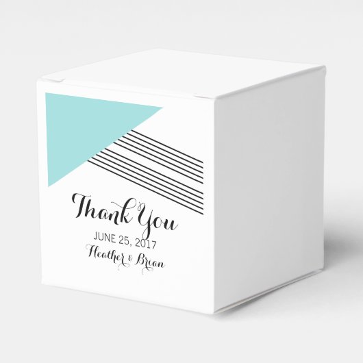 Turquoise Geometric Stripe Favor Boxes Bedankdoosjes (Voorkant Zijde)