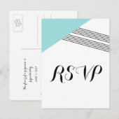 Turquoise Geometric Stripe Response Briefkaart (Voorkant / Achterkant)