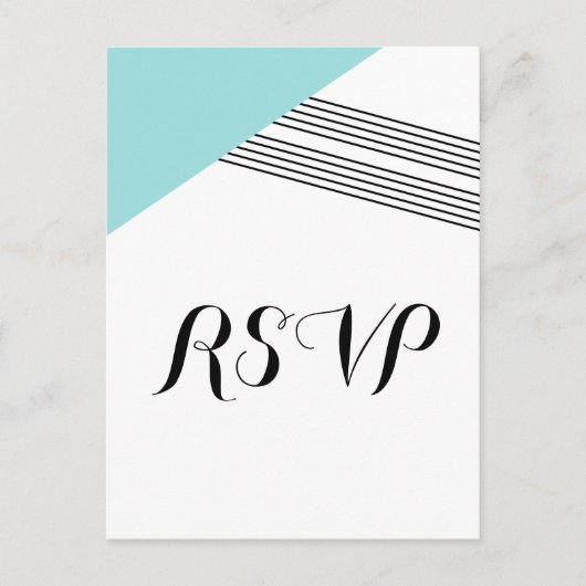 Turquoise Geometric Stripe Response Briefkaart (Voorkant)
